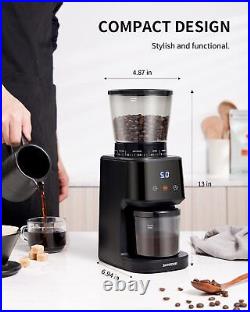 Conical Burr Coffee Bean Grinder with Precision Timer, Touchscreen Adjustable