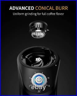 Conical Burr Coffee Grinder Electric Adjustable Burr Mill with 14 Precise Grind