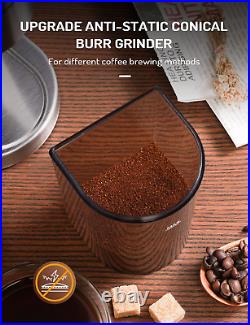 Conical Burr Coffee Grinder Electric, Anti-Static Coffee Bean Grinder with 24 Gr