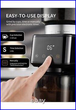 Conical Burr Coffee Grinder, Touchscreen Adjustable, Electronic Timer, Espresso