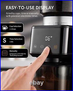 Conical Burr Coffee Grinder for Espresso with Precision Timer, Touchscreen Adjus