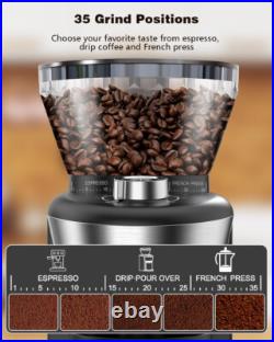 Conical Burr Coffee Grinder with 35-Position for 2-12 Cup, Anti-Static, Double P