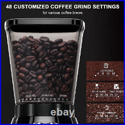Conical Burr Coffee Grinder with 48 Grind Settings, Anti-Static Adjustable Elect