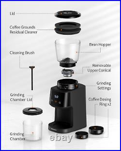 Conical Burr Coffee Grinder with Digital Timer Display, Electric Coffee Bean Gri
