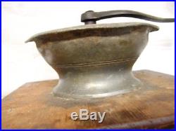 Early Pewter Top Coffee Burr Lap Mill Grinder Kitchen Tool G. Selser Patent 1871