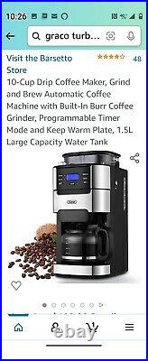 GEVI 10-Cup Drip Coffee Maker 1.5 L with Built In Burr Coffee Grinder & Timer