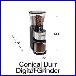 HAMILTON BEACH Burr Coffee Grinder 4-Oz Black/Stainless Steel with Digital Display