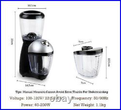 JIQI 110V/220V Electric Coffee Burr Conical Grinder Mill Stainless Steel Blade