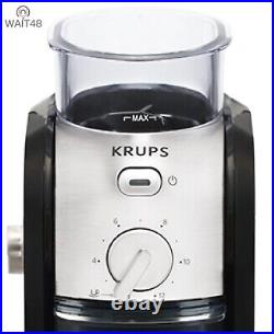 KRUPS Grind Size and Cup Selection and Stainless Steel Flat Burr Coffee Grinder