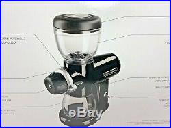KitchenAid Burr Coffee Grinder Stainless Steel Grinder Metal Body Glass Hopper
