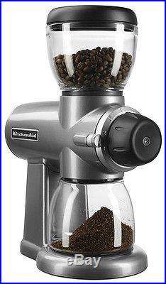 KitchenAid Coffee BURR GRINDER, 15 Grind Settings COFFEE GRINDER, Contour Silver