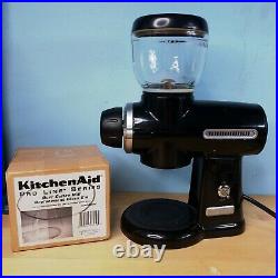 Kitchen Aid Pro Line Coffee Mill Grinder KPCG100OB1 Burr Black with new glass bin
