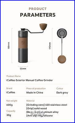 Manual Coffee Grinder420Stainless Steel7Core Burrs Coffee Beans Grinder Handmade