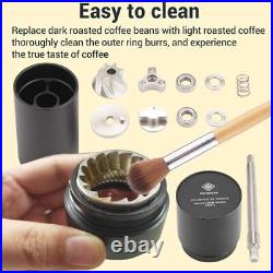 Manual Coffee Grinder, 7-Cell Replaceable Stainless Steel Cone Burrs, Metal O