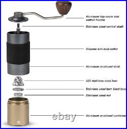 Manual Coffee Grinder Hand with Adjustable Conical Stainless Steel Burr Mill