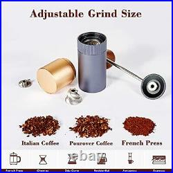 Manual Coffee Grinder, Numerical Internal Adjustable Stainless Steel Burr Gray