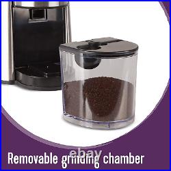 Mr. Coffee Automatic Burr Mill Coffee Grinder with 18 Custom Grinders, Silver