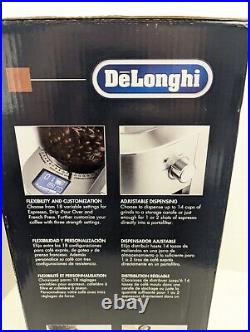 New DELONGHI KG521M Dedica Digital Coffee Stainless Steel Conical Burr Grinder