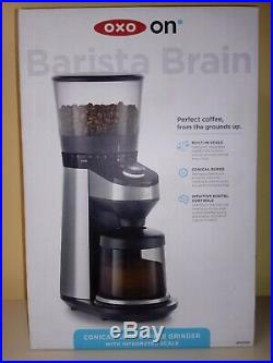 OXO On Barista Brain Conical Burr Coffee Grinder with Scale 8710200 Brand New