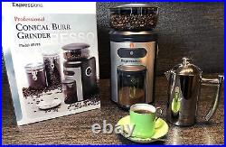 Professional Conical Burr Coffee Grinder 8.5-Oz. Black/Silver