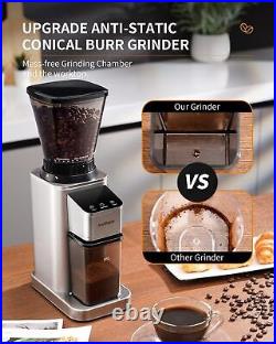 SHARDOR Conical Burr Coffee Grinder Electric, Adjustable Touchscreen Silver
