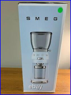 Smeg CGF01 White button Selector Lightweight Retro Style Coffee Grinder