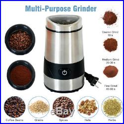 Stainless Steel Electric Coffee Grinder Burr Blade Nut Spice Maker 3 Ounces 110V