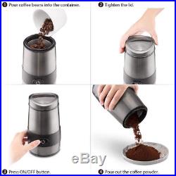 Stainless Steel Electric Coffee Grinder Burr Blade Nut Spice Maker 3 Ounces 110V